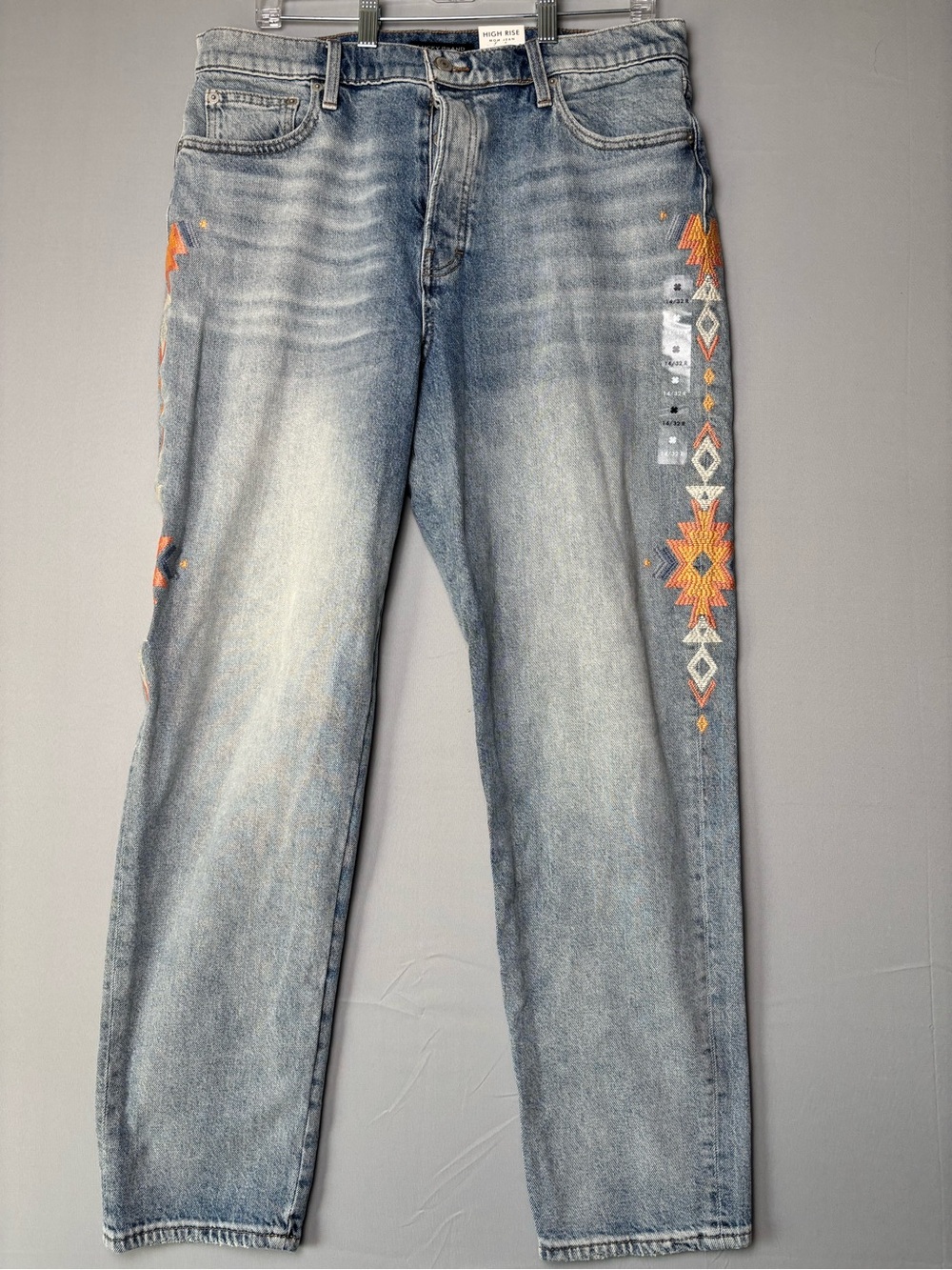 Lucky Brand Women’s Size 14 Light Wash Jeans with Orange Embroidered Navajo Trim - Picture 10 of 13